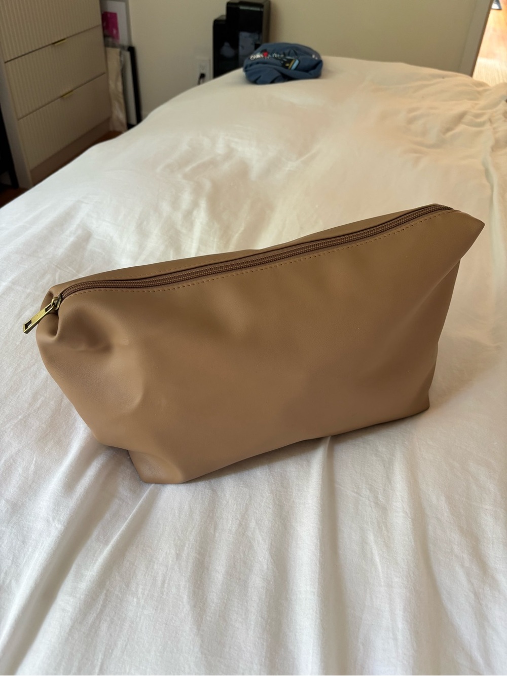 Anthropologie Tan Zip Cosmetic Pouch